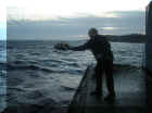 Wreath for the fishermen being laid.