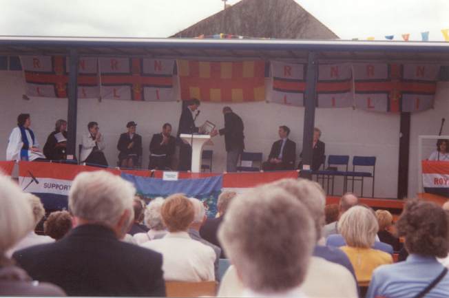 Duke of Northumberland presents a Thanks on Vellum.