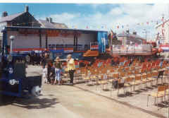 Preparing the area with seating.